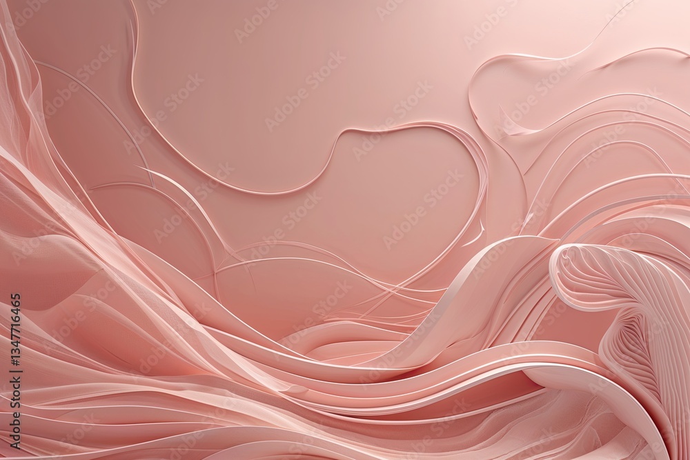 Poster soft blush background with elegant swirling lines and decorative patterns