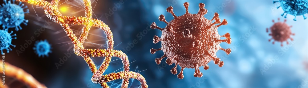 Poster close up view of virus mutation concept in biotech and dna interaction for scientific analysis