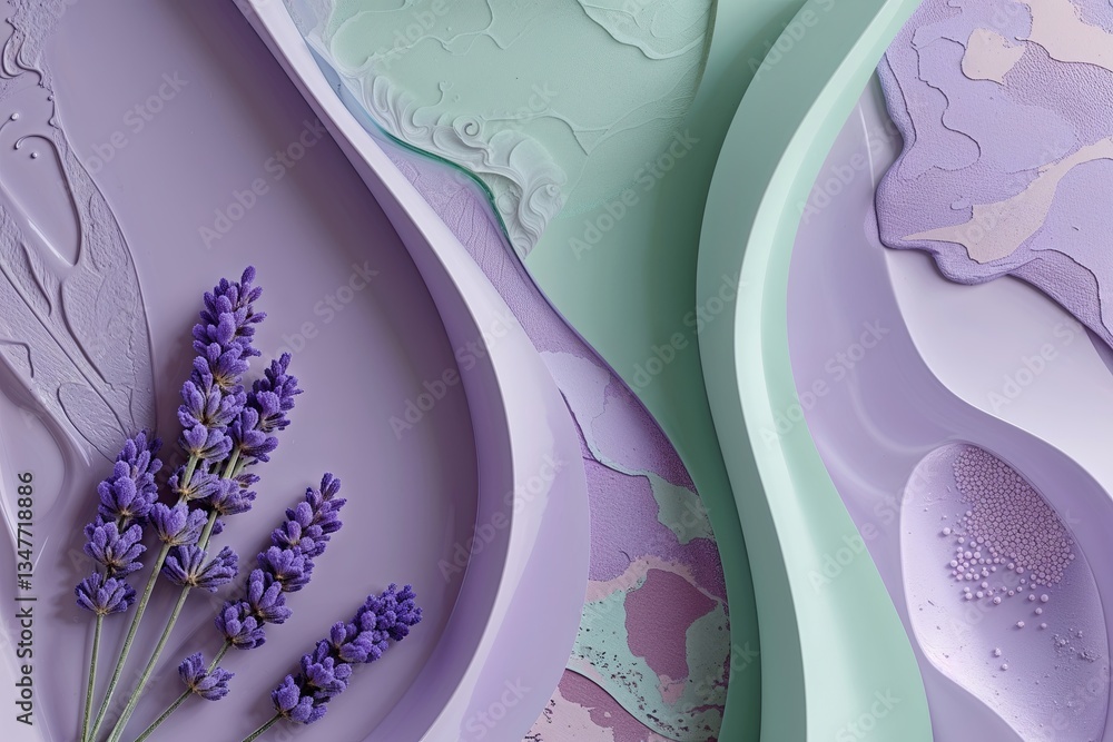Aufkleber charming lavender and mint abstract design with textures and patterns