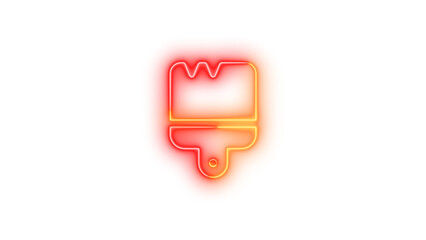 Neon brush icon brown red color glowing with transparent background