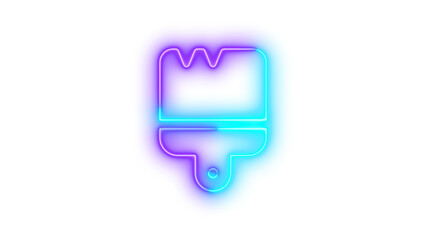 Neon brush icon cyan purple color glowing with transparent background