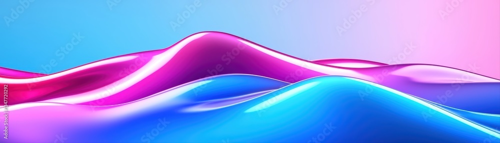Poster abstract futuristic concept with flowing neon waves and data visualization elements