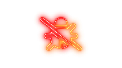 Neon bug slash symbol icon brown red color glowing with transparent background