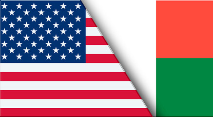 Obraz premium Flags of USA and Madagascar. United States and Madagascar National flags