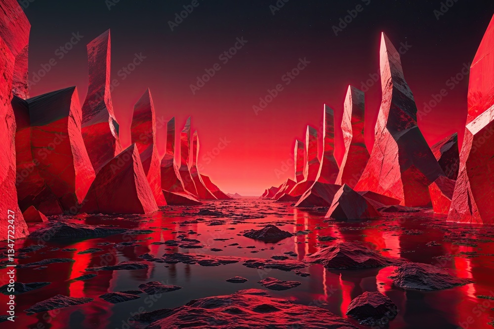 Aufkleber dynamic red abstract artwork highlighting transforming digital environment