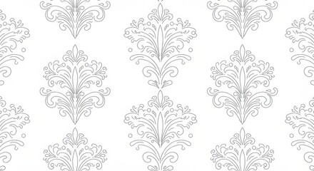 Obraz premium Elegant and intricate floral pattern design on a white background, suitable for wallpaper or textiles - pattern damask