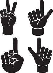 set of hand gestures silhouette vector