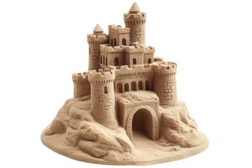 Fun and colorful sandcastle-building kit for kids Isolated on white background or PNG background.