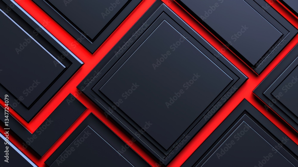 Aufkleber modern abstract concept of sleek dynamic geometric shapes with bold background in red and black