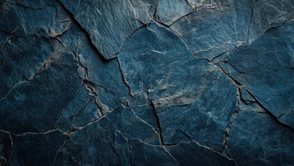 Dark blue fractured stone wall background