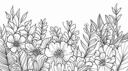 Monochrome floral border design, perfect for invitations or website headers