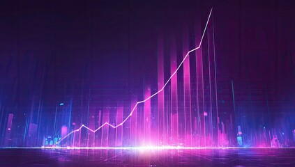 Digital Growth Chart in Futuristic Cityscape