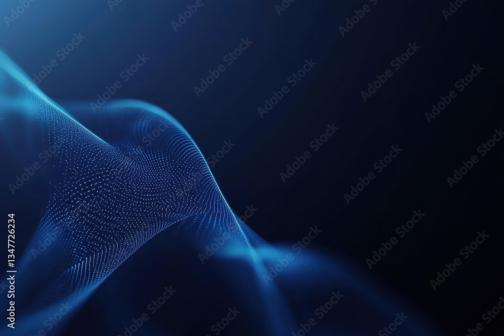 Poster dynamic blue wave motion in abstract digital space visual art high-tech environment artistic viewpoi