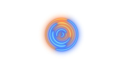 Neon bullseye icon blue brown color glowing with transparent background