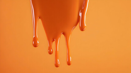 Orange liquid dripping, studio background, abstract food texture, culinary website use