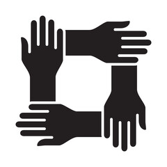 Cooperation icon. Teamwork icon. Hand icon symbol for work together, solidarity, unity, humanity and togetherness.