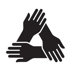 Cooperation icon. Teamwork icon. Hand icon symbol for work together, solidarity, unity, humanity and togetherness.
