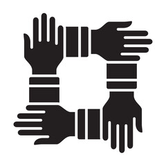 Cooperation icon. Teamwork icon. Hand icon symbol for work together, solidarity, unity, humanity and togetherness.