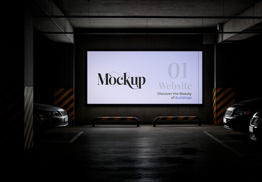 Underground Parking Billboard Mockup