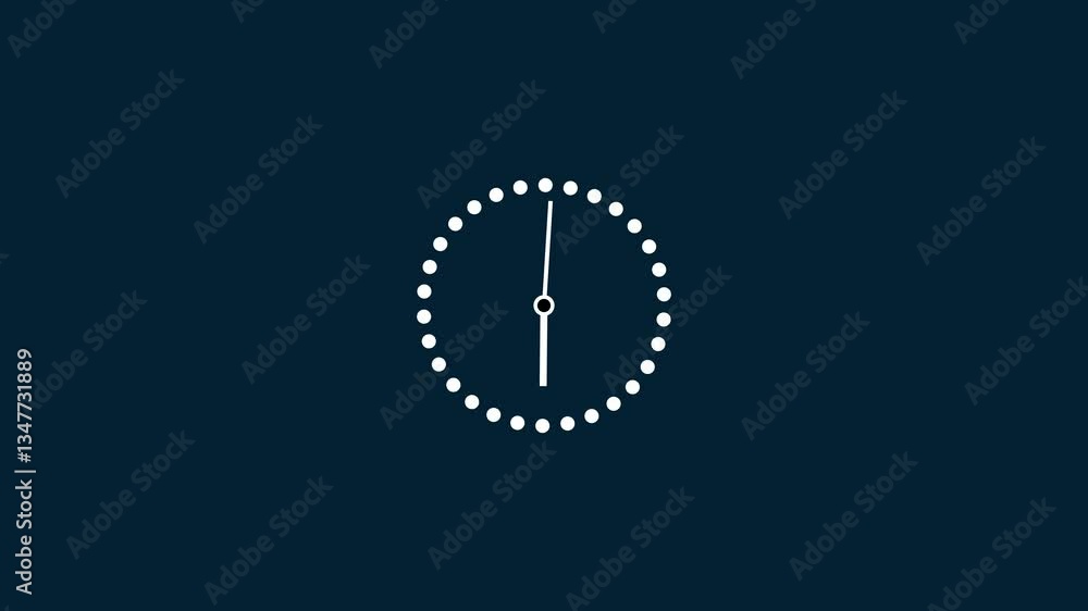Poster clock icon with moving arrows and seamless 24 hours loop spinning clock animation