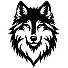 Beautiful wolf face silhouette