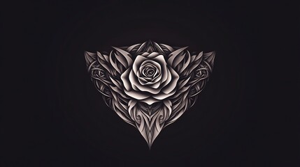 Intricate Rose Design: A Monochromatic Floral Masterpiece