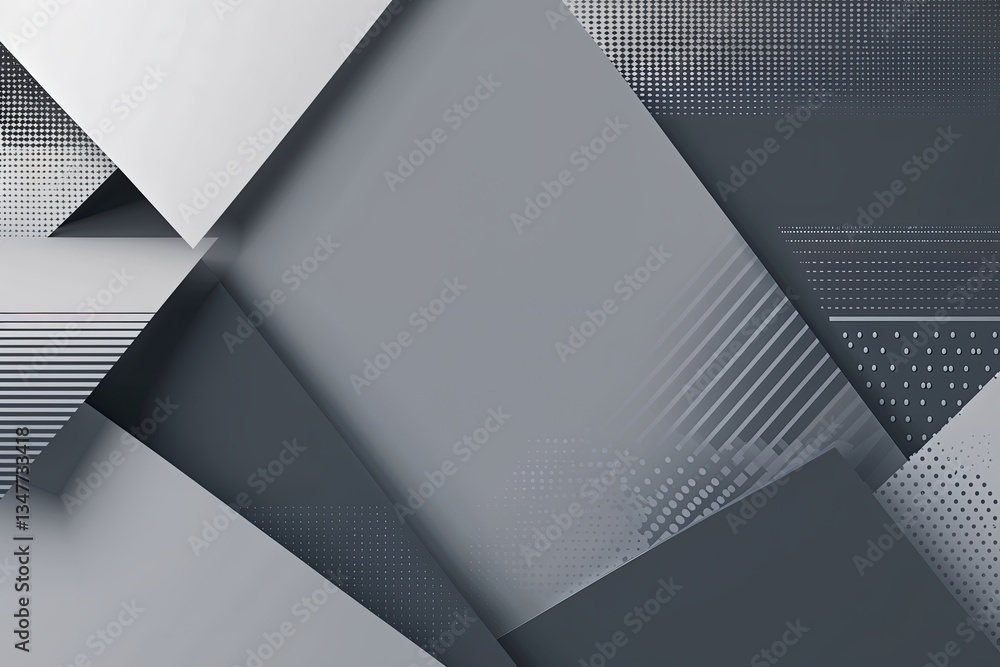Poster grey abstract background with geometric shapes and contemporary halftone design for web banners and 