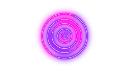 Neon bullseye icon pink purple color glowing with transparent background