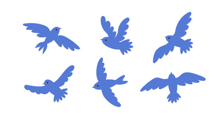 Abstract hand drawn birds. Vector illustration in simple minimal style. Nordic, Scandinavian drawing