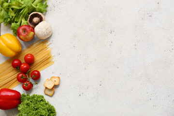 Healthy products on light background. Diet concept