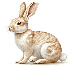 Obraz premium A detailed watercolor illustration of a sitting brown rabbit