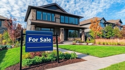 Obraz premium Luxury House For Sale: Modern Home in Upscale Neighborhood