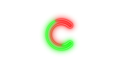 Fototapeta premium Neon c symbol icon green red color glowing with transparent background