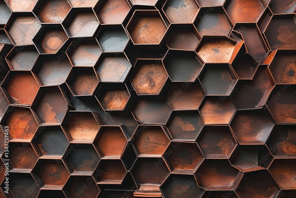 Poster rustic brown hexagonal geometric pattern background design