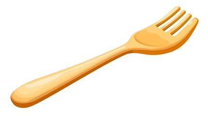 A single wooden fork is featured on a pristine white background