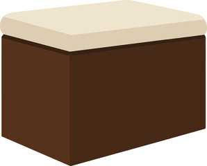 Brown storage ottoman with a cream-colored top in minimal vector style showcasing simplicity and functionality in modern home decor vector art