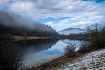 Serene Winter View of Lake Châtelard (Plan d'Eau du Châtelard), France