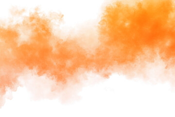 Abstract orange smoke effect isolated on transparent white background. Rising smoke texture, Fog steam or vapor overlay. Fire smoke orange color. Spooky holiday design element decoration, png