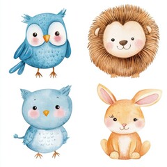 Naklejka premium Ilustración de animales adorables