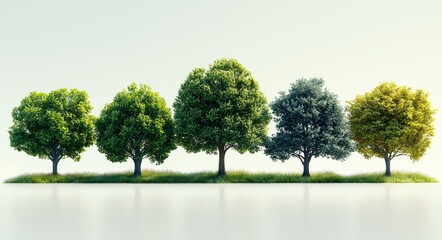 Obraz premium A set of green trees on a transparent backdrop, allowing for effortless design selection