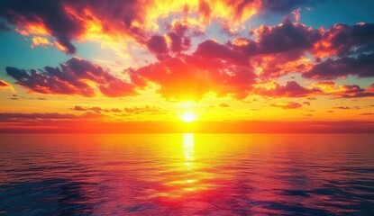 Fototapeta premium Dramatic Sunset Over Calm Ocean