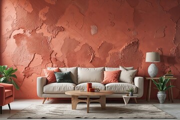 Trendy Coral Cement Wall Finish for Modern Interior Design