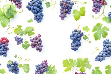 Grapevine and vineyard pattern on white background