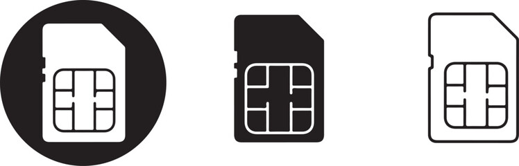 Sim card icon set for web and mobile app. dual sim card sign and symbol
