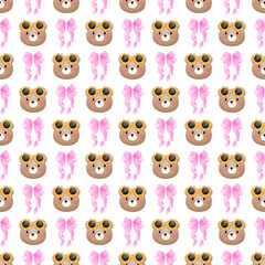 Teddy Bear and Ribbon Seamless