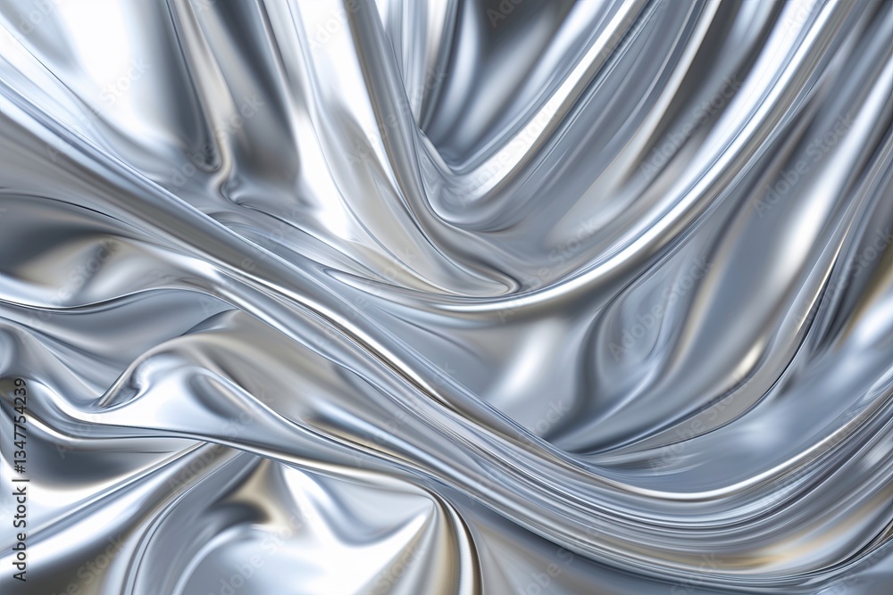 Poster elegant silver metallic background design featuring smooth gradient blend and 3d projection effects
