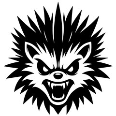 Silhouette of angry hedgehog face