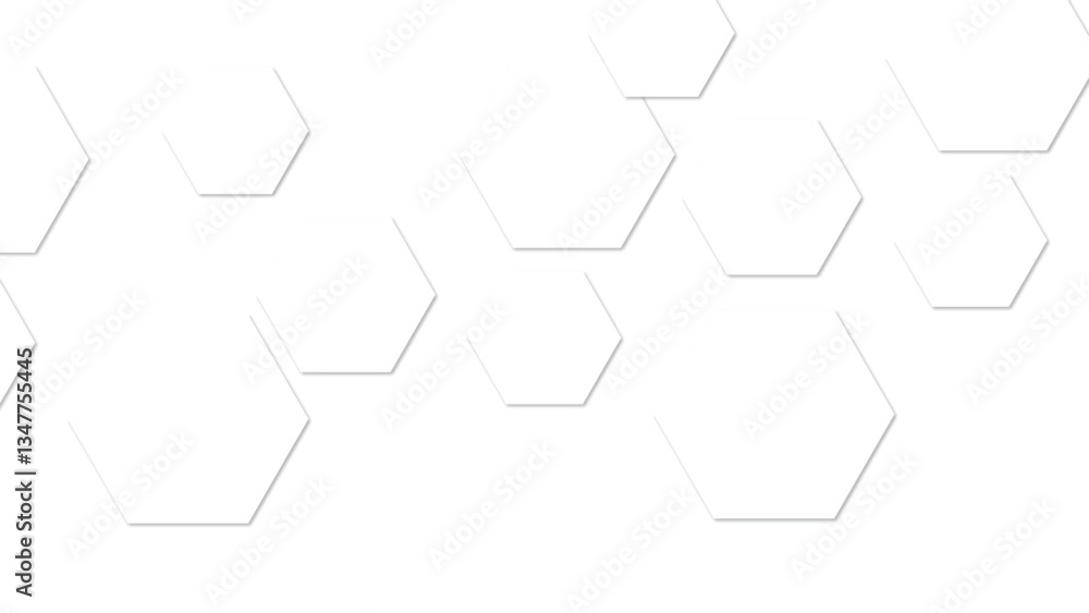 Poster abstract white and gray hexagon technology lines background. abstract white and grey color hexagonal