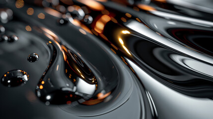 Luxurious Black Liquid Metal with Glossy Reflections – Ultra-HD Abstract Texture