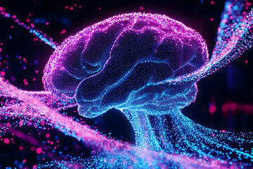 Obraz premium The Brain's Glowing Neural Network